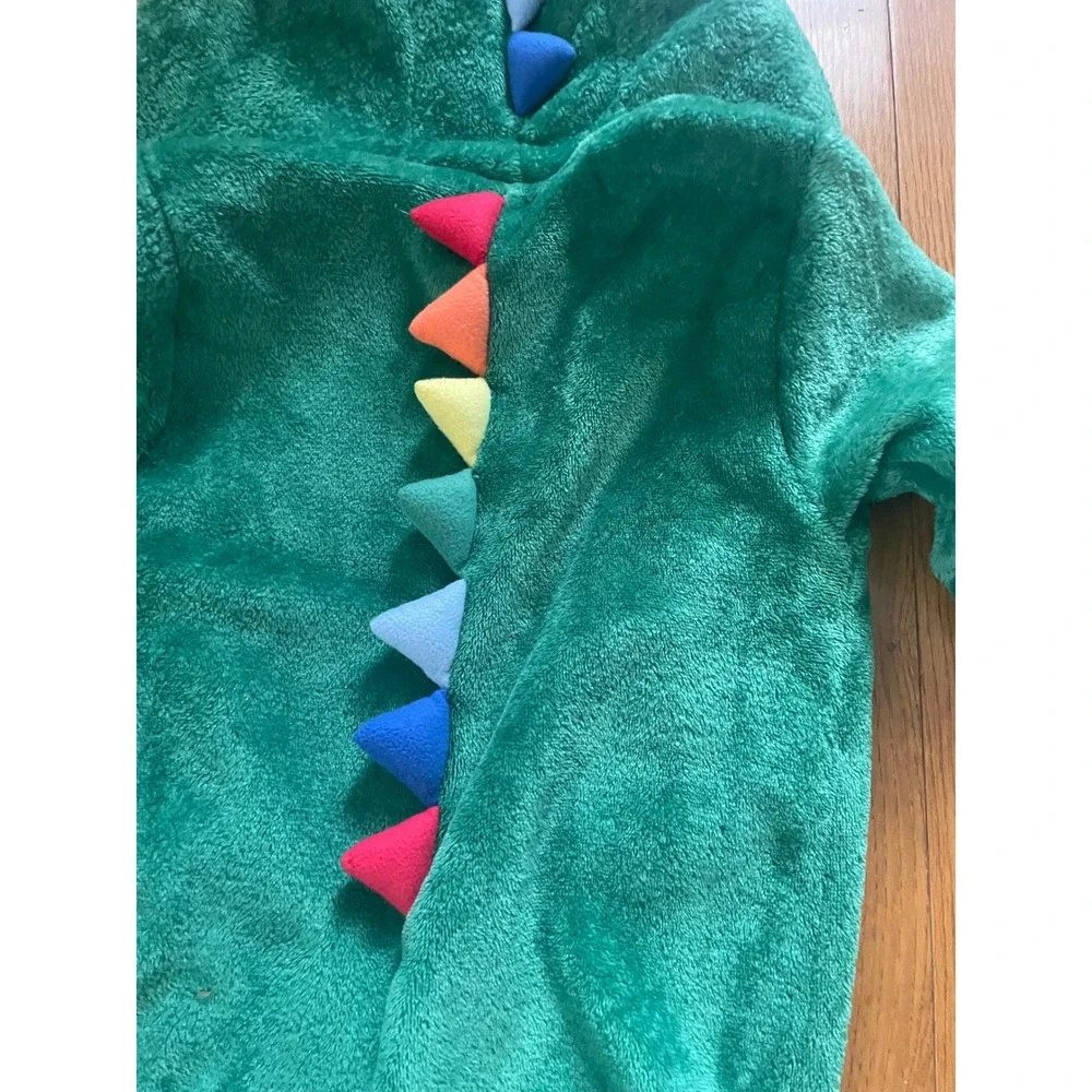 Gymboree Kids Green Dinosaur Fleece Hooded One Piece Sleeper Pjs/ costume size S
